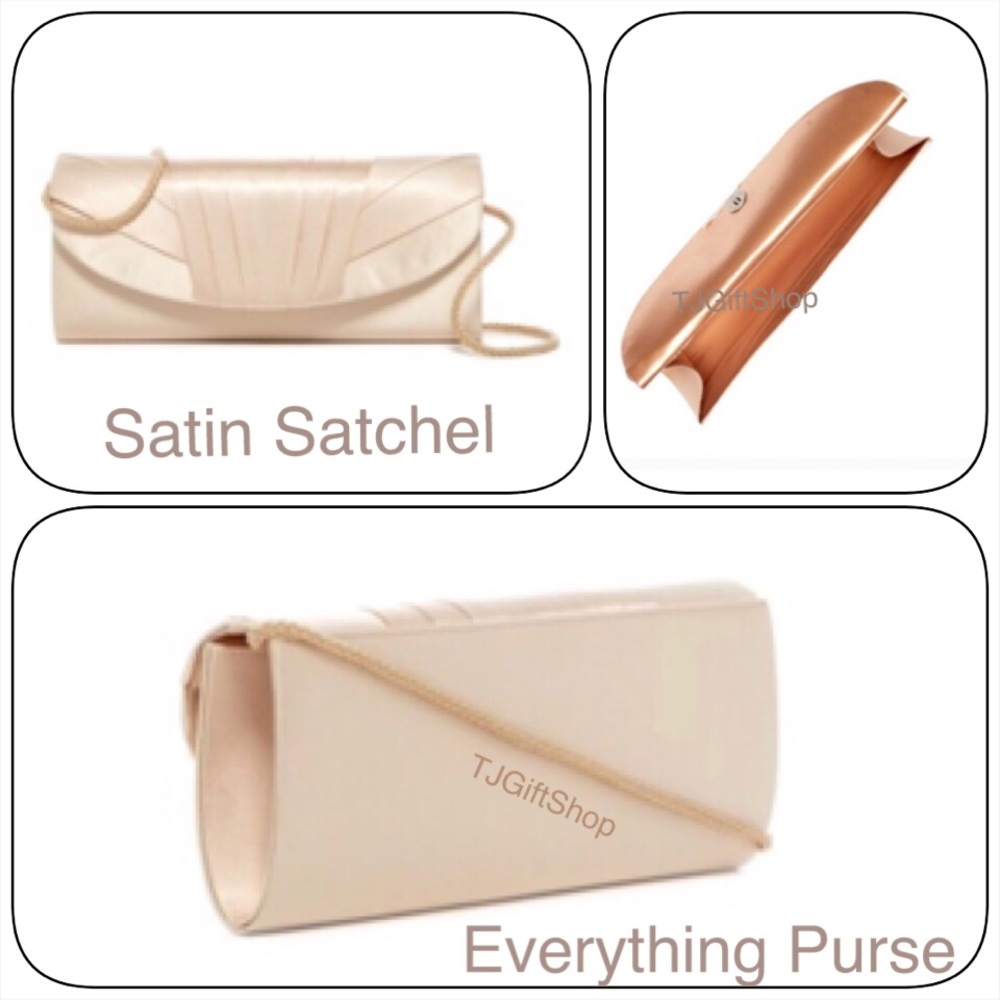 New Jessica McClintock Satin Clutch B8 - Picture 2 of 5